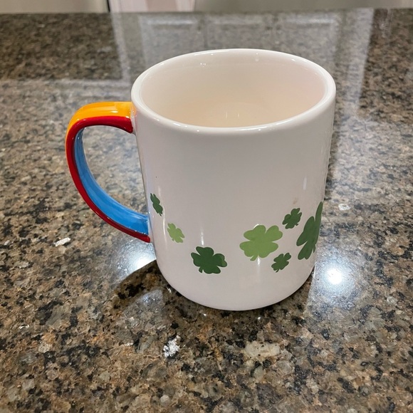 LANG Irish "Lucky" Coffee Tea Mug Ceramic Rainbow Handle Shamrocks St. Patty's - Picture 6 of 8